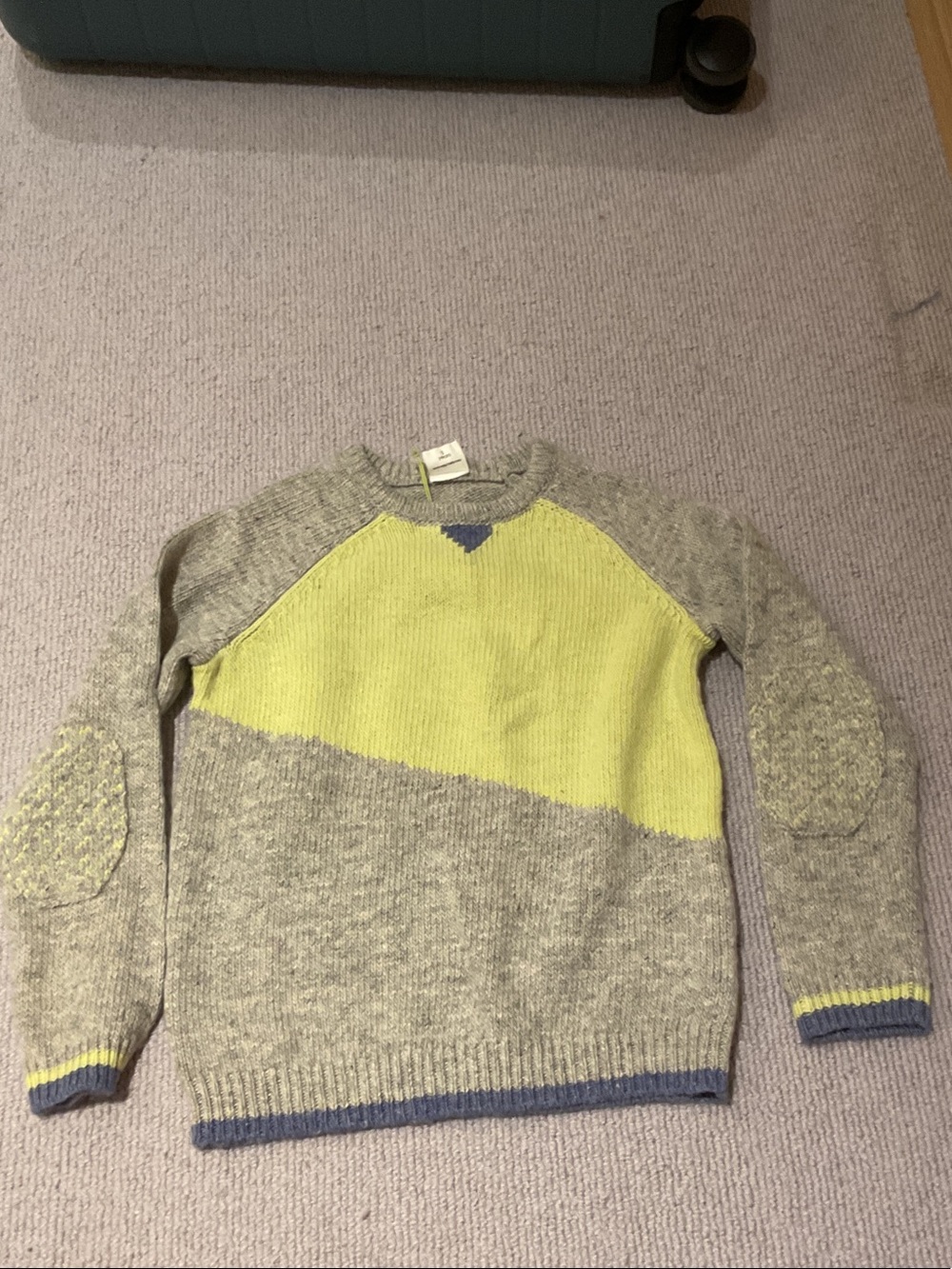 Egg by Susan lazar Kids' Grey and Lime Colorblock Crewneck Sweater